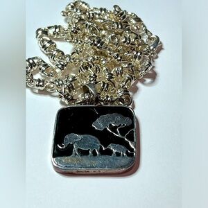 Bianca Zoie Sterling Silver Amber Color Elephant Necklace 36"